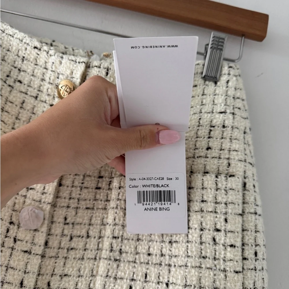 ANINE BING NWT Mateo Tweed Ivory Mini Skirt
